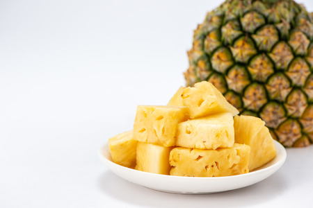 Sliced ??pineapple isolated on white backgroundの写真素材