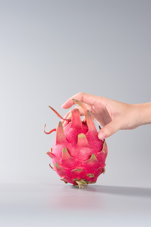 Dragon fruit, pitaya isolated on gray backgroundの写真素材