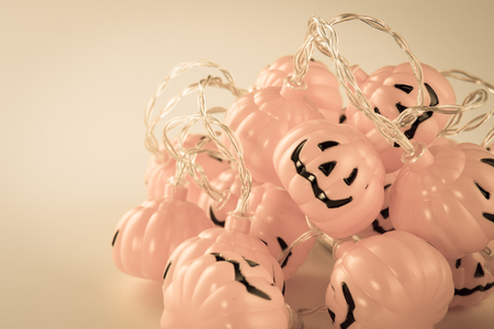 Beautiful halloween decoration trick or treat on white background with filter, concept of halloween party, copy space(text space), close-up, blank for textの写真素材