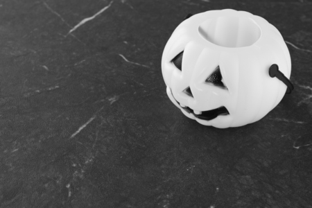 Beautiful halloween decoration trick or treat on white background with filter, concept of halloween party, copy space(text space), close-up, blank for textの写真素材