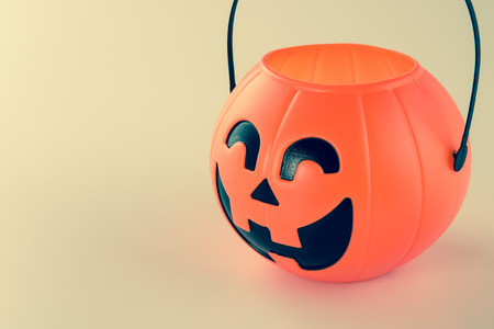 Beautiful halloween decoration trick or treat on white background with filter, concept of halloween party, copy space(text space), close-up, blank for textの写真素材