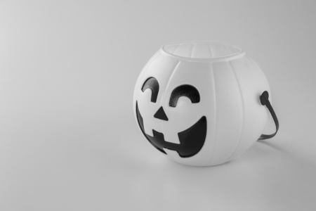 Beautiful halloween decoration trick or treat on white background with filter, concept of halloween party, copy space(text space), close-up, blank for textの写真素材