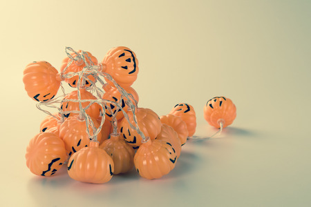 Beautiful halloween decoration trick or treat on white background with filter, concept of halloween party, copy space(text space), close-up, blank for textの写真素材