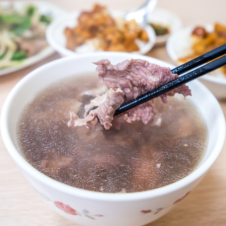 Taiwan famous food - Tainan beef soup, traditional breakfast in Tainan, Taiwan.の写真素材