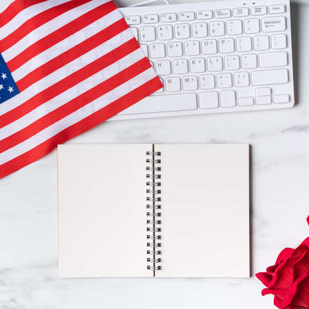 Concept of US Independence day the fourth of July or Memorial day online sale celebration. National...