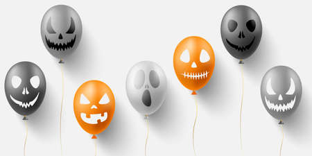 Halloween design concept of balloon with face silhouette.のイラスト素材