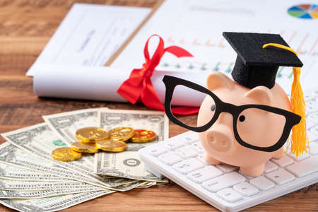 Design concept of new fresh graduate trying to find a job and earning money.