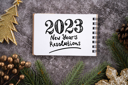 Christmas and New year of 2023 goals, plan and action design concept, vision and resolution...