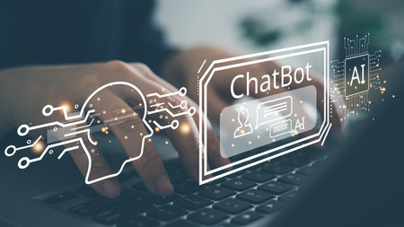 Concept of technology and business AI Chat bot ChatBot, global internet communication application.の写真素材