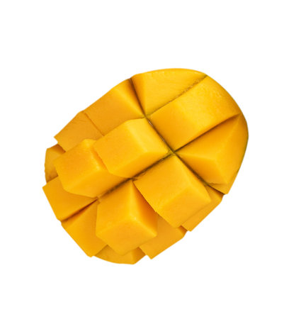 Beautiful delicious ripe mango isolated on white table background.の写真素材