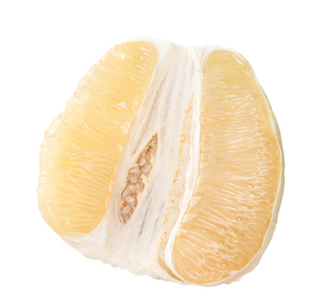 Fresh peeled pomelo, pummelo, grapefruit, shaddock isolated on white background, clipping path.の写真素材