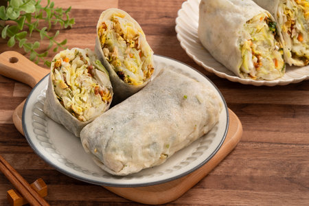 Delicious popiah, lumpia, Taiwanese spring roll for traditional Tomb Sweeping Day, Qingming Festival...