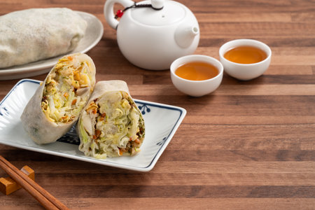 Delicious popiah, lumpia, Taiwanese spring roll for traditional Tomb Sweeping Day, Qingming Festival...