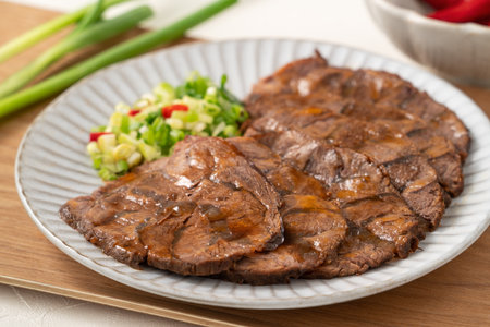 Taiwanese braised beef shank slices in a plate for traditional and lunar new year dishes idea design concept.の写真素材