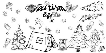 Doodles Vector. Hand Drawn elements for travelling.のイラスト素材