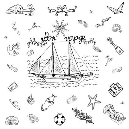 Ideal Perfect Sketch icons for vacation design.のイラスト素材