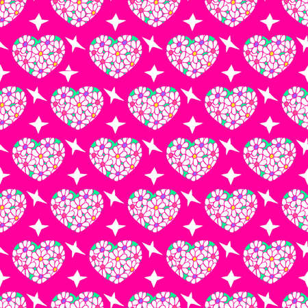 Unusual Hand Drawing Doodled Pattern with Romantic Hearts. Hand-drawn Vector Illustration. Ideal Seamless Sketch Background for Happy Valentine's Day, Celebration Event, Print, Wallpaper, Wrapping.のイラスト素材