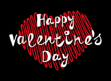 Happy Valentine's Day. Fashion Celebration Card. Ideal Design Vector Illustration: Decoration Handwritten Slogan with Color Hearts for Festive Banners, Posters, Placards, Brochures.のイラスト素材