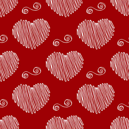 Hand Drawn Hearts. Ideal decoration pattern with doodles elements for your Holiday design: print, wallpaper, wrapping. Hand-Drawing sketch. Romantic background. Valentine's Day. Vector illustration.のイラスト素材