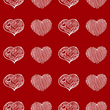 Hand Drawn Hearts. Ideal decoration pattern with doodles elements for your Holiday design: print, wallpaper, wrapping. Hand-Drawing sketch. Romantic background. Valentine's Day. Vector illustration.のイラスト素材