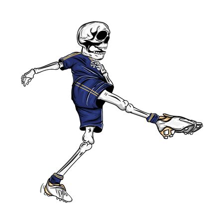 skull playing footballのイラスト素材
