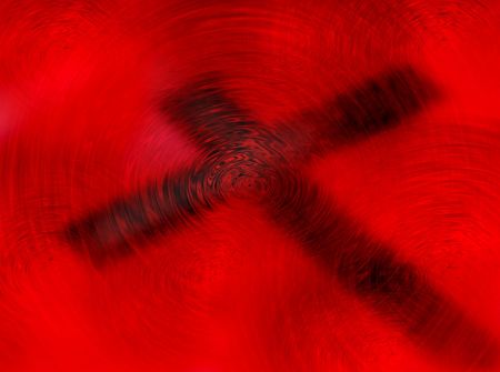 Religious themed design. Shadow of a cross onto a crimson rippled pool.の写真素材