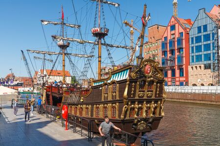 GDANSK, POLAND - MAY 21, 2018: Awesome vintage ship in the Gdansk old townのeditorial素材