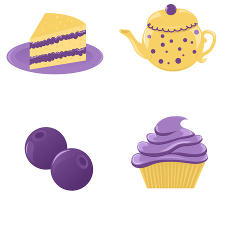 Set of blueberry dessertsのイラスト素材