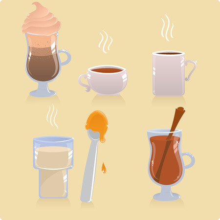 Set of hot drinksのイラスト素材