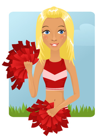 Cute blond cheerleader girlのイラスト素材