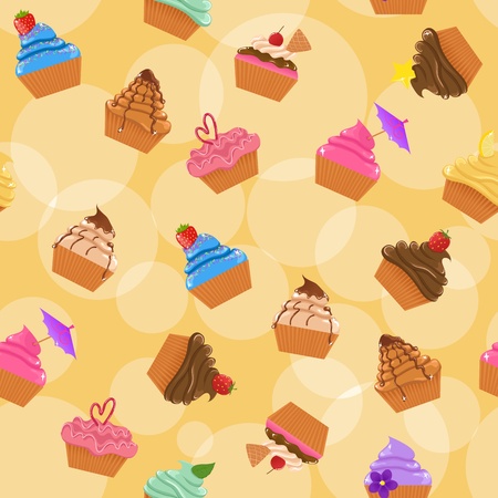Seamless cupcakes backgroundのイラスト素材