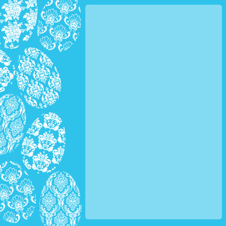 Cute blue frame with floral easter eggs and a place for your textのイラスト素材
