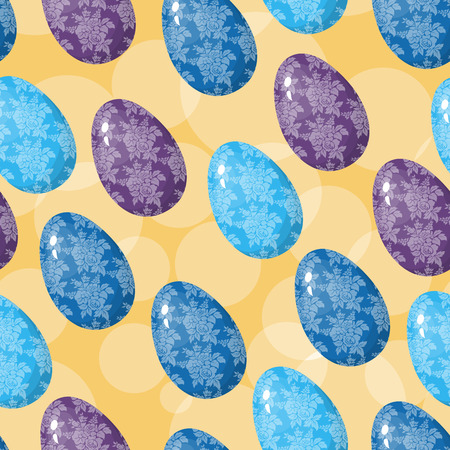 Cute seamless background with blue and purple Easter Eggsのイラスト素材