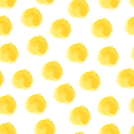 Vector seamless background with cute yellow watercolor dotsのイラスト素材