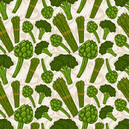 Seamless cute colorful background with different vegetablesのイラスト素材