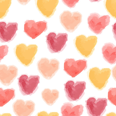 Vector seamless watercolor hearts backgroundのイラスト素材