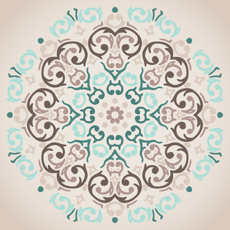 Vector circular turquoise and beige ornament design のイラスト素材