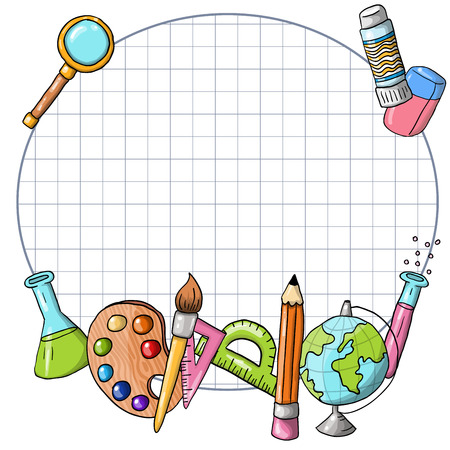 Vector frame/border with school icons and a place for your text のイラスト素材
