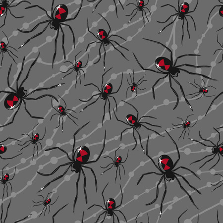 Vector seamless Halloween pattern with poisonous spidersのイラスト素材