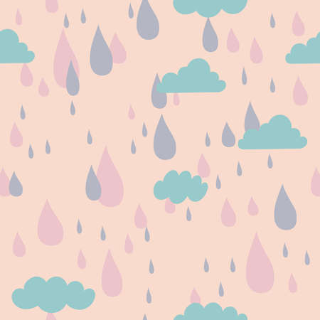 Seamless pattern doodle, rainy season in childish style.のイラスト素材