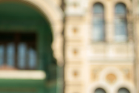 Blurred background photo.Architecture bokeh.Defocused abstract photo.Background out of focus.Can use as wallpaper, design.Summer blurry city backdrop.Travel out of focus photos.Fairy defocused photosの写真素材