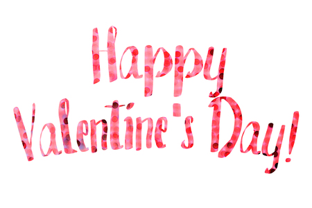 Happy Valentine's Day! Greeting card. Bright festive lettering on white backgroundの写真素材