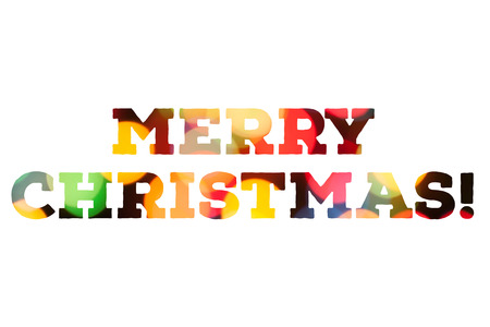 Festive colorful Merry Christmas congratulation on white backgroundの写真素材