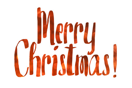 Festive colorful Merry Christmas congratulation on white backgroundの写真素材