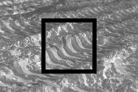 Grey flat square on abstract ground background. Abstract psychedelic background.の写真素材