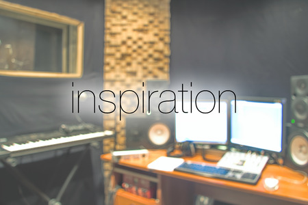 Recording studio blurry background with letteringの写真素材