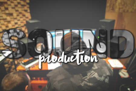 Recording studio blurry background with letteringの写真素材