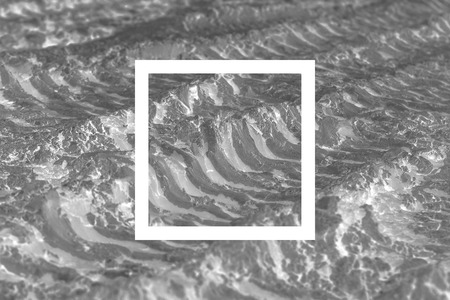 White flat square on abstract ground background. Abstract psychedelic background.の写真素材