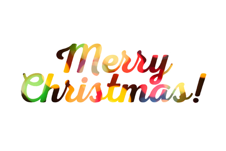 Festive colorful Merry Christmas congratulation on white backgroundの写真素材