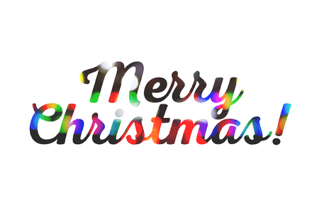 Festive colorful Merry Christmas congratulation on white backgroundの写真素材
